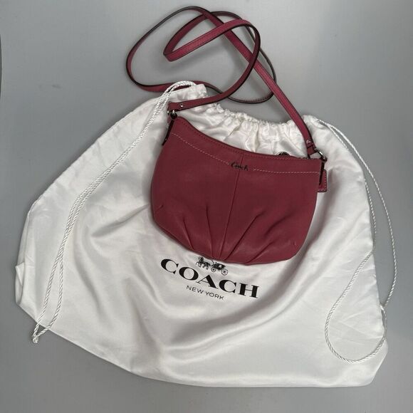 Coach Ashley Ginger Beet Leather Swing pack Silver Hardware Bag Purse - Picture 15 of 16